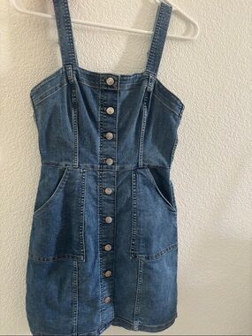 Divided Denim Button-Front Mini Dress in Blue